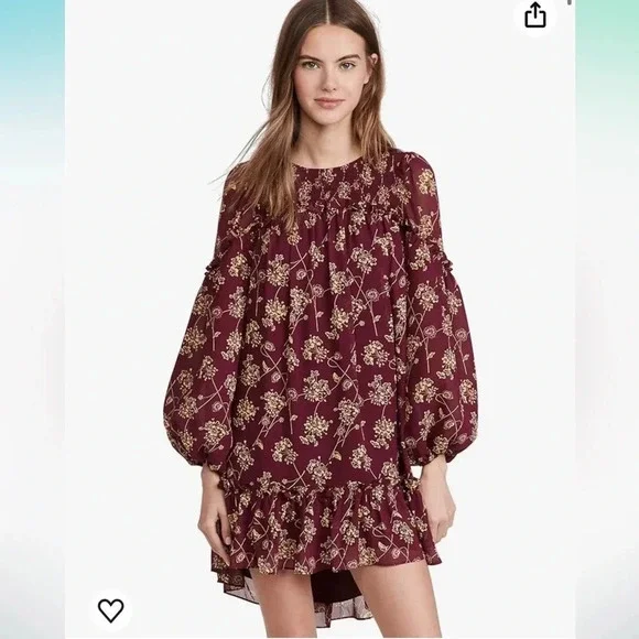 NWT Cinq a cept Zola dress maroon and starfruit sz 2 - Picture 1 of 14